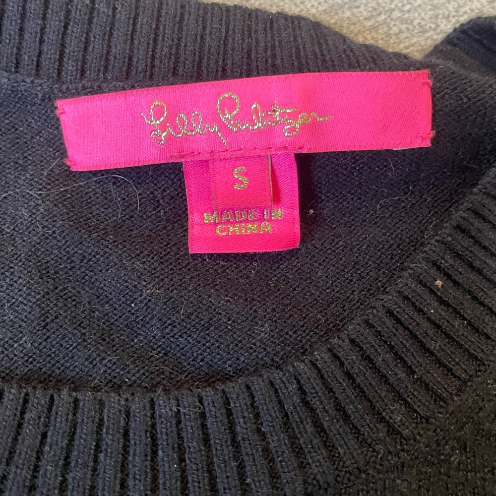 Lilly Pulitzer Black Knit Sweater Size Small Fringe